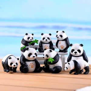 Dekorativa figurer 1/4 st stil vid slumpmässiga vita svarta mikrolandskap terrarium figurdekoration panda bebisar prydnadsfe