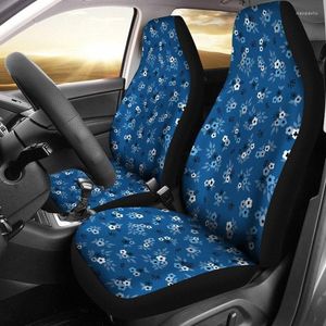 Capas de assento de carro azul com padrão de flor branco e cinza no ouvial SUV Universal Fit for Bucket Seats