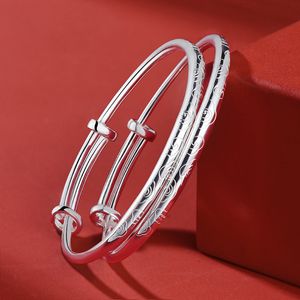 1 Pair Unisex Lovely Baby Bangles Anti-Allergic S999 Silver Auspicious Clouds Bangles Bracelets for Baby Children Nice Birthday Gift