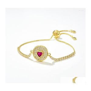 Urok bransoletki 5PCS Fashion Walentynki Prezent Gold 18k Bransoletka łańcuchowa z miłośnikiem kształtu serca Regulowana biżuteria dostawa dhuj3