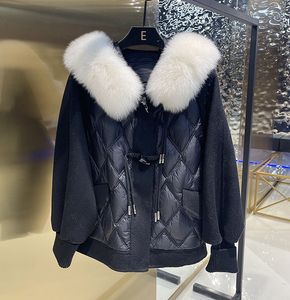 Winter Down Jacket förtjockad överdimensionerad lös huva krage räv hår varm ah vit anka ner gata klädrock klassisk designer ny stil