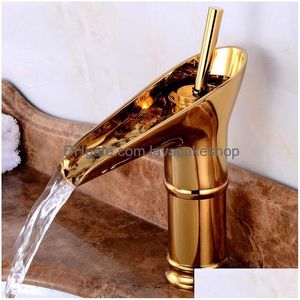 Bathroom Sink Faucets European Retro Basin Golden Faucet Kitchen Single Hole Vintage Brass Water Tap And Cold Drop Delivery Home Gar Dh9Dn