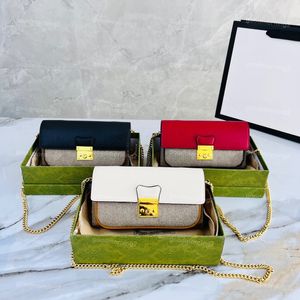 Portafogli a catena 5A Lettera Stampa Portafoglio lungo Porta carte di credito Borsa a tracolla a tracolla da donna di moda Famosa borsa stile LUCCHETTO Borsa a tracolla Portamonete 3 colori con scatola