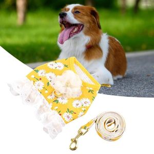 Dog Apparel Not Break Loose Beautiful Comfy Round Neck Outfit Good Ductility Vest Harness Set Lace Edge For Street Wear