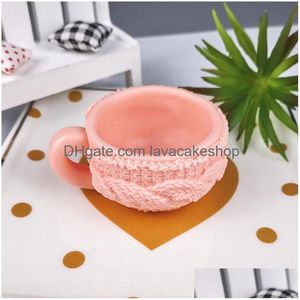 Candele Przy 3D Cup Mod Sile Maglione Caffè Stampi per sapone Fondente Stampo fatto a mano Stampo per argilla Candela in resina 220531 Consegna a goccia Giardino domestico Dhygh