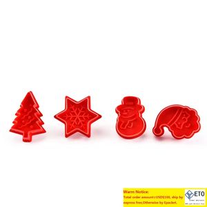 4pcsset de cortador de biscoitos Bakamento de plástico molde de natal boneco de neve do Papai Noel Cartoon de cartoon Snowflake Molde Redgray Cozinha Ferramentas de Bake