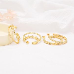 Studörhängen guldfärg smycken tillbehör diy öron ring tillverkar leveranser asfalterade zirkon öppna märke i guangzhou