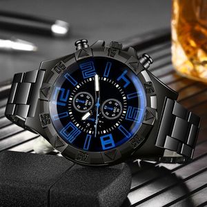 Orologio al quarzo luminoso da uomo Moda Casual Sport da donna Cinturino in acciaio Blu-ray Accessori da polso per coppia Orologi da polso244i