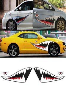 2PCSPAIR DIY Shark Mond Tandtanden PVC CAR -sticker koele stickers waterdichte auto -boot decoratiestickers8849791