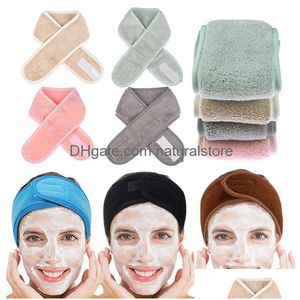 Bandas de cabe￧a Toalha Towel Spa Face Wash Makeup Swra Head Wrap NonpLip Streathable Hair Wail Band para bandas de cabelo esportivas Drop dell Dhjcn