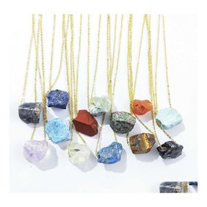 Collane con ciondolo Pendenti Ornamenti Irregar Natural Large Stone Crystal Collana Varie Gold Drop Delivery Jewelry Dhnqc