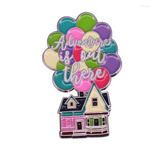 Brooches Adventure Is Out There Enamel Pin Flying House With Colorful Balloons Badge Fantasy Jewelry