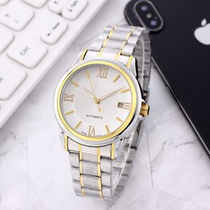 Business Mens Watches Mechanical Automatic Ruch Luksus Gold Designer Watch Full Stael Stael Band Zespół Zespół na rękę dla męskiego prezentu świątecznego Montre de Luxe