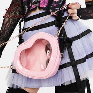 Akşam çantaları kalp şekli temiz cüzdanlar ve çanta kadınlar için kawaii ita çanta kızlar küçük zincir crossbody kadın sevimli omuz deri