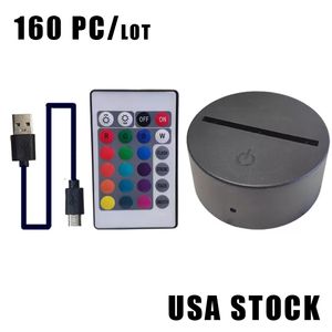 Usalight 3D-Illusionslampe, Nachtlichtsockel, 7 Farbwechsel-Touch-Schalter, Tisch-Schreibtisch-Dekoration, Lampensockel für Weihnachtsgeschenk mit ABS-USB-Kabel