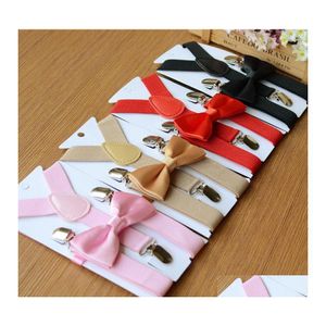 Bow Ties Fashion Adjustable And Elasticated Kids Suspenders With Bowtie Tie Set Matching Outfits For Girl Boys Clothes Drop Delivery Dh7T1