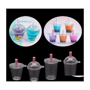 Outros componentes de joalheria 10Pcs Mini Frappuccino Cup Coffee Dollhouse Simation Simation Plastic Cake Cream Cups Keychain Making Drop Dh4Me