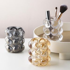 Storage Boxes Multi-purpose Creative Transparent Crystal Glass Pen Holder Ornaments Nordic Ins Ball Makeup Brush Bucket