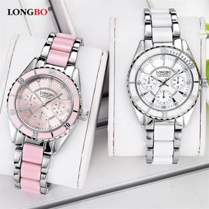 New fashion three-eye ceramic steel band ladies watch waterproof fashion watch luminous quartz watch186l