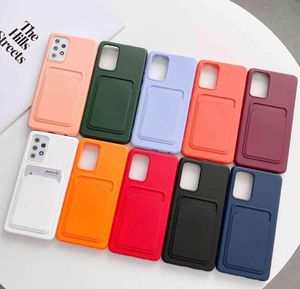 Luxury Card Holder Wallet Cases For Samsung Galaxy S 21 Ultra S21 Plus A 32 A52 5G A32 A72 A12 A21S Note 20 Liquid Silicone Cover5699609