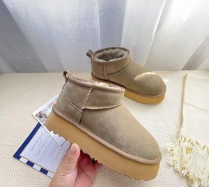 Botas de neve femininas ultra mini designer plataforma botas de neve masculinas de couro real botas quentes de pele no tornozelo sapatos luxuosos UE35-44
