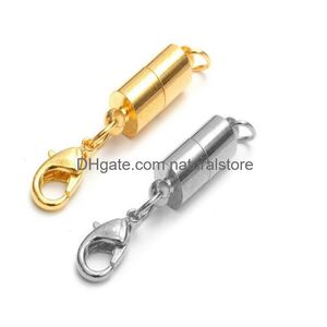 Clasps Hooks Newest Sier/Gold Plated Magnetic Magnet Necklace Cylinder Shaped For Bracelet Jewelry Diy Drop Delivery Findings Compo Dh23Z