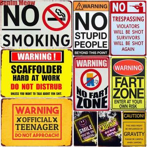 喫煙なしビンテージメタルペインティングティキバーアートポスタークラブホーム装飾のためのウォールステッカー警告サイン装飾プレートギフト20cmx30cm woo