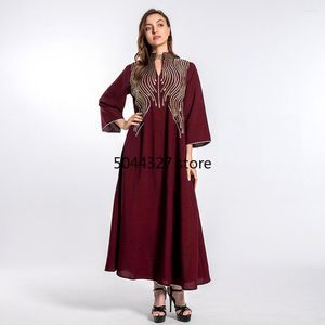 Etnik Giyim Eid Mübarek Faslı Kaftan Elbiseler Abaya Dubai Türkiye Müslüman Elbise Kadın Kimono Nakış Dashiki Robe İslam