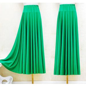 Skirts 2022 Summer Women Dance Big Swing Skirt Female Solid Color Long Pleated Ladies High Waist Social Y392