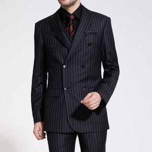 Men's Suits Latest Coat Pant Designs Navy Blue Men Classic Striped Casual Business Formal Party Prom Blazer Wedding Groom Tuxedos