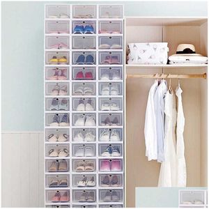 Storage Boxes Bins Thickened Transparent Shoe Box Household Plastic Artifact Simple Mtilayer Cabinet Rack Assembly Japanese Style Dhu57