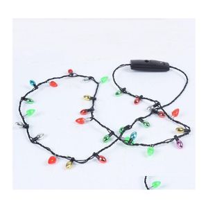 Chains Pcs Mini Flashing Lightup Blinking Christmas Lights Costume Necklace 8 Led Bbs Hsj88Chains Drop Delivery Jewelry Necklaces Pen Dhdtb