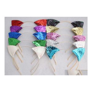 Kafa Bantları Toptan Sevimli Kedi Kulakları Parti Saç Aksesuarları Kadın Altın Glitter Glequin Head Band Headdress Drop Teslimat Takı Hairjewe Dhnic