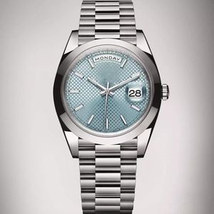 Luxus-Herrenuhr mit Saphir-Automatik, blauem Zifferblatt und mechanischem Uhrwerk aus Edelstahl