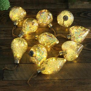 Christmas Decorations 2022 LED Transparent Interior View Tree Shape Creative Pendant Bulb Ball Lighting Xmas Deco