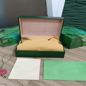 Rolex Luxus Hochwertige grüne Uhrenbox Hüllen Papiertüten Zertifikat Originalboxen für Damen-Herrenuhren aus Holz Geschenktüten Acce259p