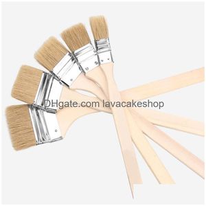 Wooden Long Handle Paint Brush with Red Tail and Boiled Bristles - Type 1383 - Ideal for mop brush for painting and Decorations - Pure Water Drop Delivery