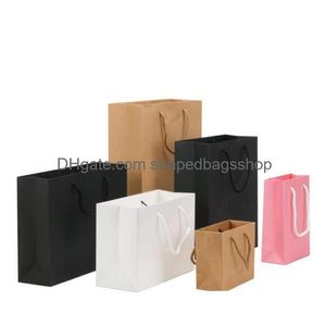 Packsäcke Papierladen Tasche Recycelbares Geschäft Verpackung Kleidung Geschenke Pappe Wrap Bud mit Griff 4 Farben Drop Lieferbüro DH24E