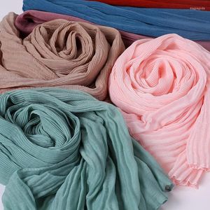 Ethnic Clothing Women Crinkled Cotton And Linen Hijab Scarf Wrap Islamic Shawls Headband Muslim Hijabs Headscarf Scarves 26 Colors 2022