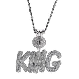 TopBling A-Z Custom Name Letters Pendant Necklaces Dollar Symbol Buckle Full Bling Zircon