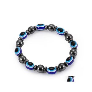 Beaded Energy Magnetic Hematite Blue Evil Eye Bracelet Women Power Healthy Black Gallstone Chains Bangle For Men S Fashion Drop Deli Dhlpq