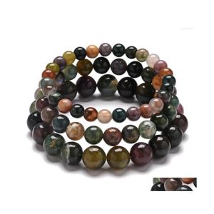 Charm Bracelets Natural Stone 6Mm 8Mm 10Mm Agate Bead Bracelet Yoga Chakra Healing Friend Drop Delivery Jewelry Dhmq2