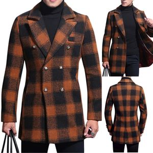 One Piece Handsome Wedding Tuxedos Men Suit Woolen Cloth Damier Check Outer Pockets Modern Customized Business Coat Peaked Lapel Autumn Winter