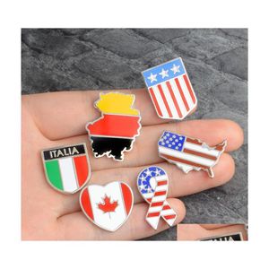 Stift broscher nationella flaggor emalj kanadensisk amerikansk tysk italiensk flagg lapp stift knappkläder krage brosch badge mode jude dhcdk