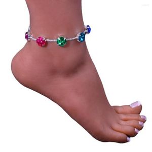 Anklets Bohemia Rhinestone Multicolor Ankle Chain Bracelet Foot Jewelry For Women Luxury Crystal Link Accessories
