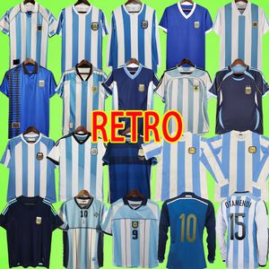 1986 Maradona Argentina Retro Soccer Jerseys Messis Uniforms 1993 1994 1996 1997 1998 2000 2001 2006 2010 2014 Football Shirt t 86 93 94 96 97 98 06 10 14 Home à manches longues