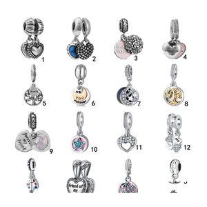 Charms European Family Tree of Life Craft Beads Big Hole Loose Spacer Crystal Heart Pendant For Armband Halsband Fashion Jewelry Dr Dhdeh