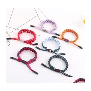 Braccialetti con ciondoli 6 colori Braccialetto intrecciato fatto a mano Bracciale unisex Corda regolabile per scarpe per donna Uomo Accessori Cosplay Drop Dhzss