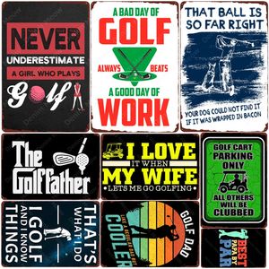 The Golf Pai Metal Painting Golfs Dad Tin Signs Bar Pub Club Decora￧￣o de casa Vintage Poster Golf Course Wall Sticker 20Cmx30cm Woo