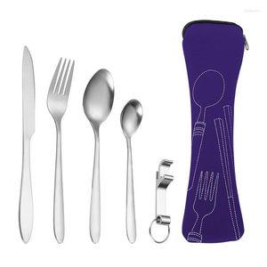 Dinnerware Conjunta 5pcs/set Picnic Ferramenta Western Tool portátil estampado Spoon Fork Faca acessórios de cozinha para casa ao ar livre